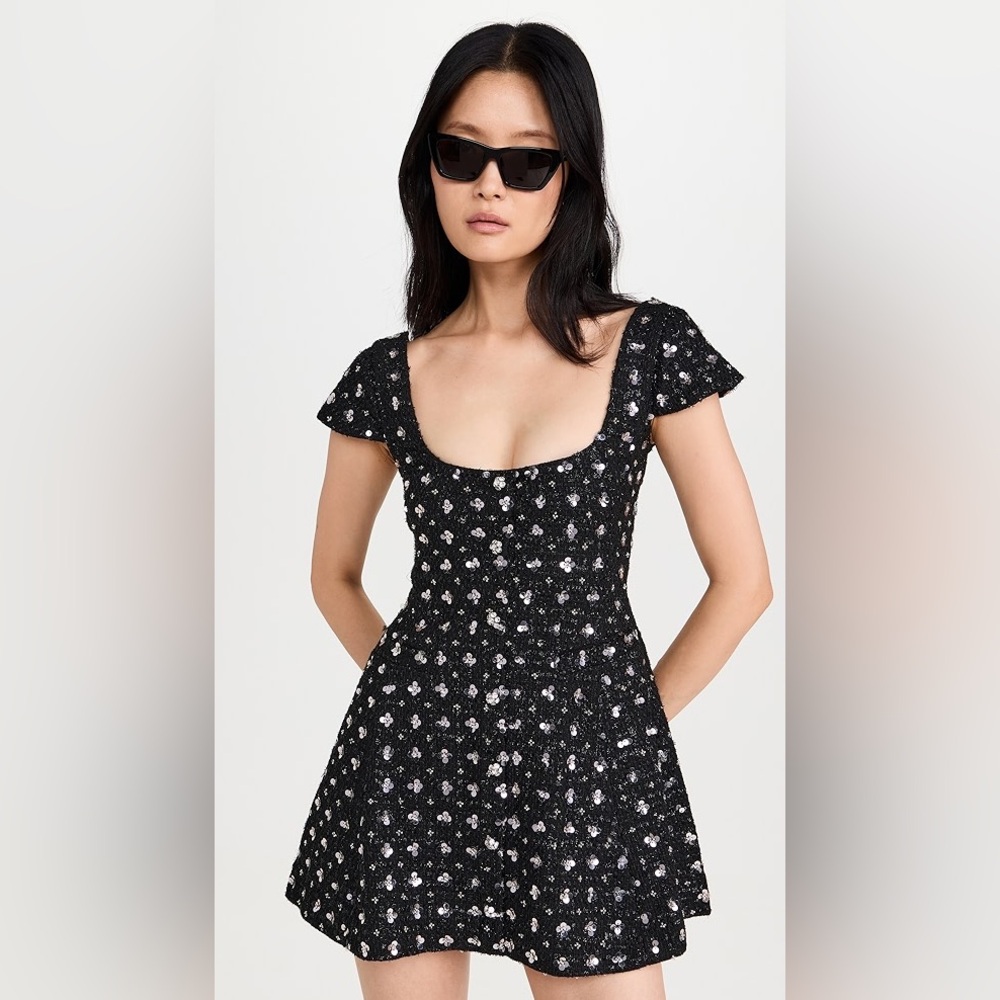 Guizio Shiloh Tweed Sequin Mini Dress MEDIUM